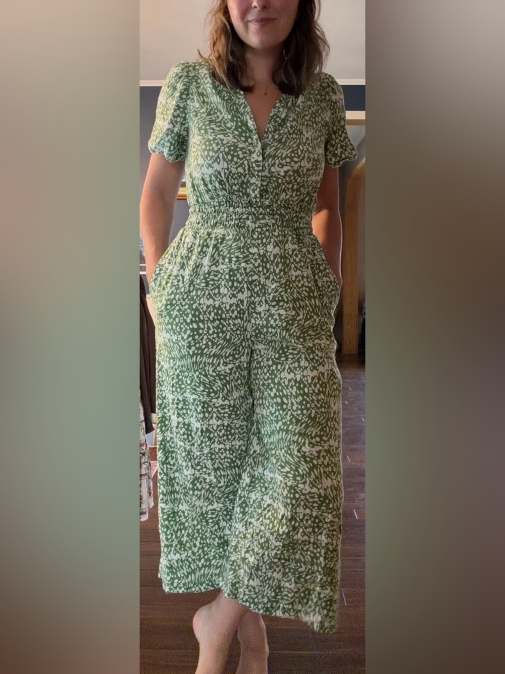 Anthropologie Somerset Green Printed Jumpsuit M